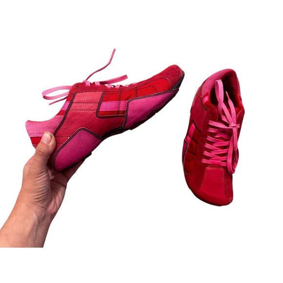 Vintage Y2K Diesel Archive Aquila Lace Up Tennis Shoes Womens 9 Pink Red Suede - Picture 1 of 16